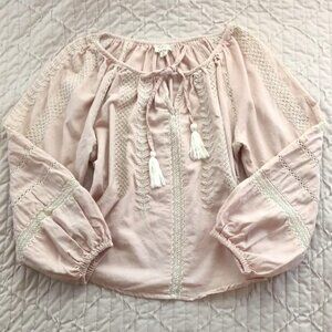 100% Cotton Embroidered Peasant Blouse - Nicole Miller Artelier - Size L